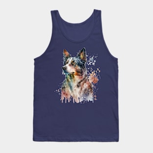 Australian Cattle Dog Watercolor Colorful Dog Tank Top